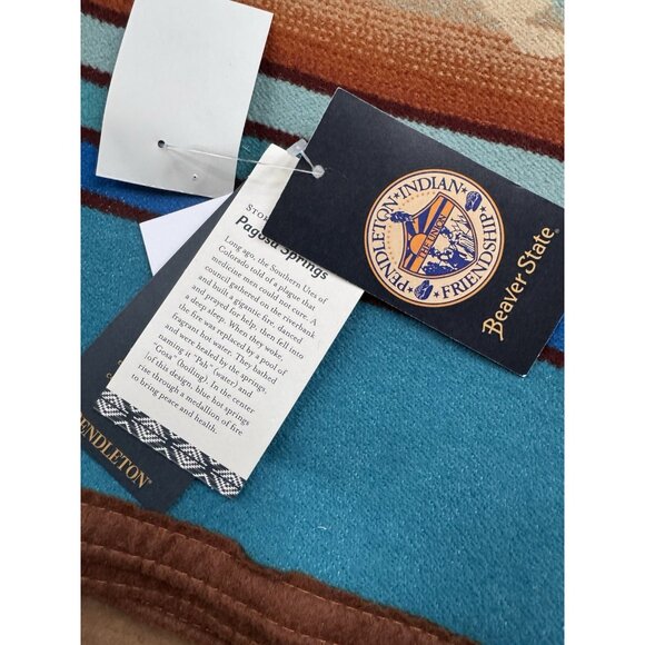 NWT Pendleton Beaver State Pagosa Springs Jacquard Robe Blanket Turquoise Box - Picture 11 of 12